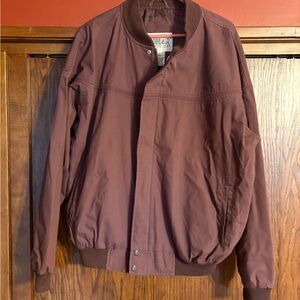 Maroon Bomber Jacket with Ribbed Trim